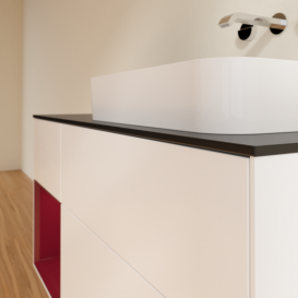 Тумба под раковину Villeroy & Boch Finion 120х50,1 см с подсветкой МДФ белый матовый лак/стекло черное матовое G682HBMT