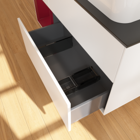 Тумба под раковину Villeroy & Boch Finion 120х50,1 см с подсветкой МДФ белый матовый лак/стекло черное матовое G682HBMT