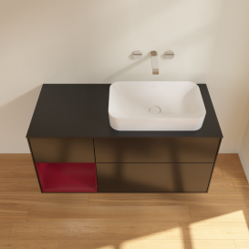 Тумба под раковину Villeroy & Boch Finion 120х50,1 см с подсветкой МДФ черный матовый лак/стекло черное матовое G682HBPD