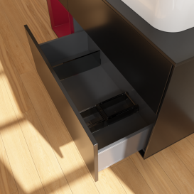 Тумба под раковину Villeroy & Boch Finion 120х50,1 см с подсветкой МДФ черный матовый лак/стекло черное матовое G682HBPD