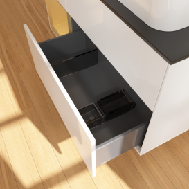 Тумба под раковину Villeroy & Boch Finion 120х50,1 см с подсветкой МДФ глянцевый белый лак/стекло черное матовое G682HFGF