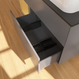 Тумба под раковину Villeroy & Boch Finion 120х50,1 см с подсветкой МДФ антрацит матовый лак/стекло черное матовое G682HFGK