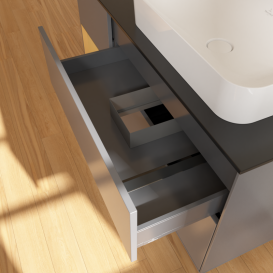 Тумба под раковину Villeroy & Boch Finion 120х50,1 см с подсветкой МДФ антрацит матовый лак/стекло черное матовое G682HFGK