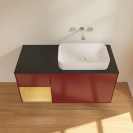 Тумба под раковину Villeroy & Boch Finion 120х50,1 см с подсветкой МДФ пион матовый лак/стекло черное матовое G682HFHB