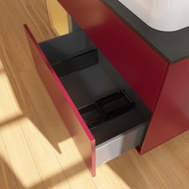 Тумба под раковину Villeroy & Boch Finion 120х50,1 см с подсветкой МДФ пион матовый лак/стекло черное матовое G682HFHB