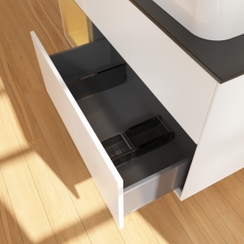 Тумба под раковину Villeroy & Boch Finion 120х50,1 см с подсветкой МДФ белый матовый лак/стекло черное матовое G682HFMT