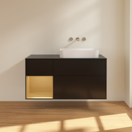 Тумба під раковину Villeroy & Boch Finion 120х50,1 см із підсвічуванням МДФ чорний матовий лак/скло чорне матове G682HFPD