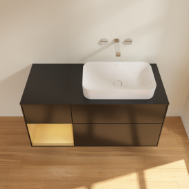 Тумба під раковину Villeroy & Boch Finion 120х50,1 см із підсвічуванням МДФ чорний матовий лак/скло чорне матове G682HFPD