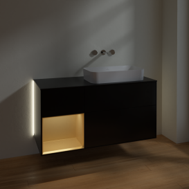 Тумба під раковину Villeroy & Boch Finion 120х50,1 см із підсвічуванням МДФ чорний матовий лак/скло чорне матове G682HFPD