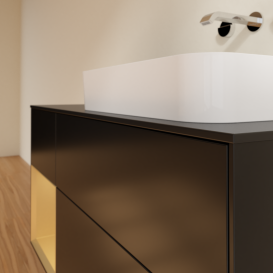 Тумба під раковину Villeroy & Boch Finion 120х50,1 см із підсвічуванням МДФ чорний матовий лак/скло чорне матове G682HFPD