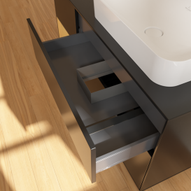 Тумба під раковину Villeroy & Boch Finion 120х50,1 см із підсвічуванням МДФ чорний матовий лак/скло чорне матове G682HFPD