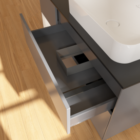 Тумба под раковину Villeroy & Boch Finion 120х50,1 см с подсветкой МДФ антрацит матовый лак/стекло черное матовое G682MTGK