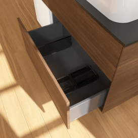 Тумба под раковину Villeroy & Boch Finion 120х50,1 см с подсветкой МДФ шпон грецкого ореха/стекло черное матовое G682MTGN