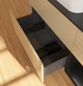 Тумба под раковину Villeroy & Boch Finion 120х50,1 см с подсветкой МДФ шпон дуба/стекло черное матовое G692PDPC