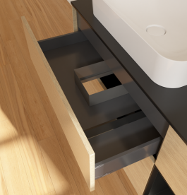 Тумба под раковину Villeroy & Boch Finion 120х50,1 см с подсветкой МДФ шпон дуба/стекло черное матовое G692PDPC