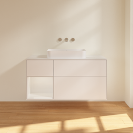 Тумба под раковину Villeroy & Boch Finion 120х50,1 см с подсветкой МДФ белый матовый лак/стекло белое матовое F701GFMT