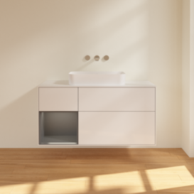 Тумба под раковину Villeroy & Boch Finion 120х50,1 см с подсветкой МДФ глянцевый белый лак/стекло белое матовое F701GKGF