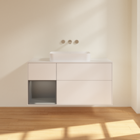 Тумба під раковину Villeroy & Boch Finion 120х50,1 см із підсвічуванням МДФ білий матовий лак/скло біле матове F701GKMT