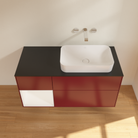 Тумба под раковину Villeroy & Boch Finion 120х50,1 см с подсветкой МДФ пион матовый лак/стекло черное матовое G682MTHB