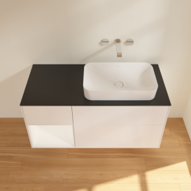 Тумба под раковину Villeroy & Boch Finion 120х50,1 см с подсветкой МДФ белый матовый лак/стекло черное матовое G682MTMT