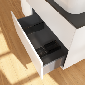 Тумба под раковину Villeroy & Boch Finion 120х50,1 см с подсветкой МДФ белый матовый лак/стекло черное матовое G682MTMT