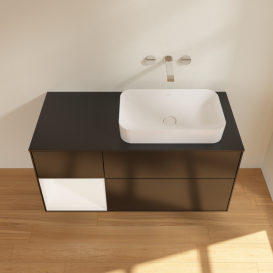 Тумба під раковину Villeroy & Boch Finion 120х50,1 см із підсвічуванням МДФ чорний матовий лак/скло чорне матове G682MTPD