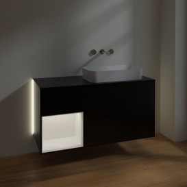 Тумба під раковину Villeroy & Boch Finion 120х50,1 см із підсвічуванням МДФ чорний матовий лак/скло чорне матове G682MTPD