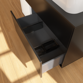 Тумба під раковину Villeroy & Boch Finion 120х50,1 см із підсвічуванням МДФ чорний матовий лак/скло чорне матове G682MTPD