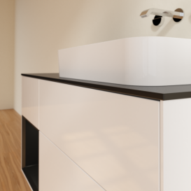 Тумба под раковину Villeroy & Boch Finion 120х50,1 см с подсветкой МДФ глянцевый белый лак/стекло черное матовое G682PDGF