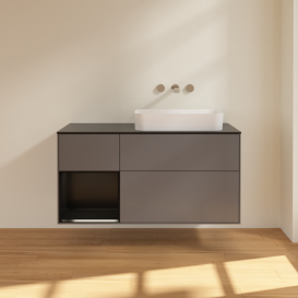 Тумба под раковину Villeroy & Boch Finion 120х50,1 см с подсветкой МДФ антрацит матовый лак/стекло черное матовое G682PDGK