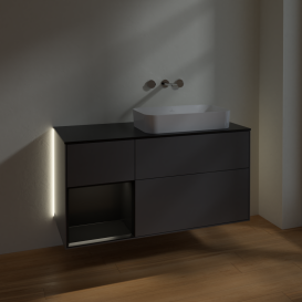 Тумба под раковину Villeroy & Boch Finion 120х50,1 см с подсветкой МДФ антрацит матовый лак/стекло черное матовое G682PDGK