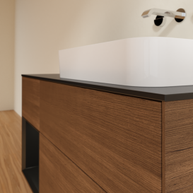 Тумба под раковину Villeroy & Boch Finion 120х50,1 см с подсветкой МДФ шпон грецкого ореха/стекло черное матовое G682PDGN