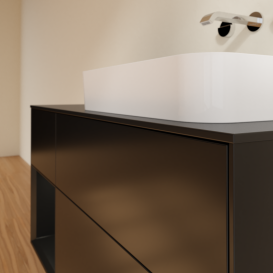 Тумба под раковину Villeroy & Boch Finion 120х50,1 см с подсветкой МДФ черный матовый лак/стекло черное матовое G682PDPD