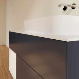 Тумба под раковину Villeroy & Boch Finion 120х50,1 см с подсветкой МДФ темно-синий матовый лак/стекло белое матовое G681GFHG