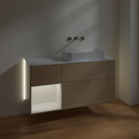 Тумба под раковину Villeroy & Boch Finion 120х50,1 см с подсветкой МДФ шпон дуба/стекло белое матовое G681GFPC