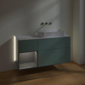 Тумба под раковину Villeroy & Boch Finion 120х50,1 см с подсветкой МДФ оливковый матовый лак/стекло белое матовое G681GKGM