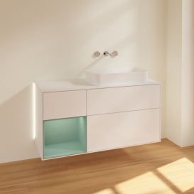 Тумба под раковину Villeroy & Boch Finion 120х50,1 см с подсветкой МДФ глянцевый белый лак/стекло белое матовое G681GMGF