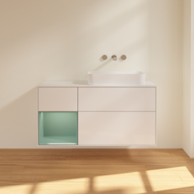 Тумба под раковину Villeroy & Boch Finion 120х50,1 см с подсветкой МДФ глянцевый белый лак/стекло белое матовое G681GMGF