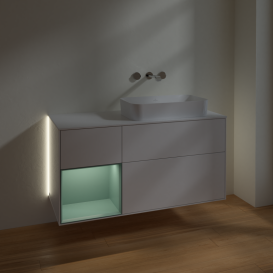 Тумба под раковину Villeroy & Boch Finion 120х50,1 см с подсветкой МДФ глянцевый белый лак/стекло белое матовое G681GMGF