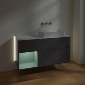 Тумба под раковину Villeroy & Boch Finion 120х50,1 см с подсветкой МДФ антрацит матовый лак/стекло белое матовое G681GMGK