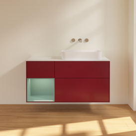 Тумба под раковину Villeroy & Boch Finion 120х50,1 см с подсветкой МДФ пион матовый лак/стекло белое матовое G681GMHB