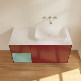 Тумба под раковину Villeroy & Boch Finion 120х50,1 см с подсветкой МДФ пион матовый лак/стекло белое матовое G681GMHB