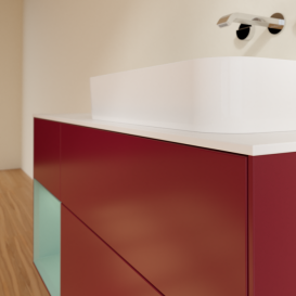 Тумба под раковину Villeroy & Boch Finion 120х50,1 см с подсветкой МДФ пион матовый лак/стекло белое матовое G681GMHB