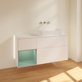 Тумба под раковину Villeroy & Boch Finion 120х50,1 см с подсветкой МДФ белый матовый лак/стекло белое матовое G681GMMT