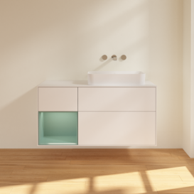 Тумба под раковину Villeroy & Boch Finion 120х50,1 см с подсветкой МДФ белый матовый лак/стекло белое матовое G681GMMT