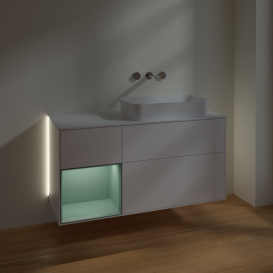 Тумба под раковину Villeroy & Boch Finion 120х50,1 см с подсветкой МДФ белый матовый лак/стекло белое матовое G681GMMT