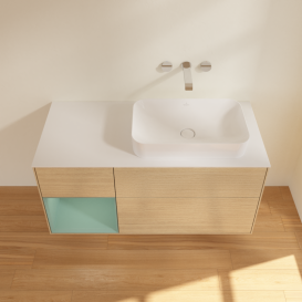 Тумба под раковину Villeroy & Boch Finion 120х50,1 см с подсветкой МДФ шпон дуба/стекло белое матовое G681GMPC