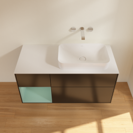 Тумба под раковину Villeroy & Boch Finion 120х50,1 см с подсветкой МДФ черный матовый лак/стекло белое матовое G681GMPD