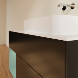 Тумба под раковину Villeroy & Boch Finion 120х50,1 см с подсветкой МДФ черный матовый лак/стекло белое матовое G681GMPD