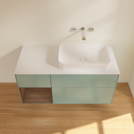 Тумба под раковину Villeroy & Boch Finion 120х50,1 см с подсветкой МДФ оливковый матовый лак/стекло белое матовое G681GNGM